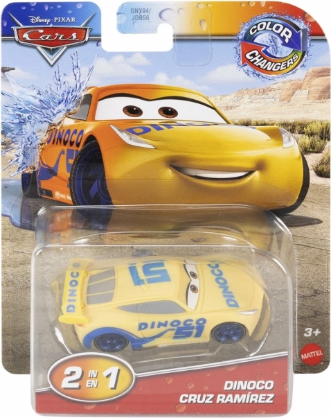 Fahrzeuge, die ihre Farbe ändern, inspiriert von Dinoco aus dem Film Cars von DisneyPixar