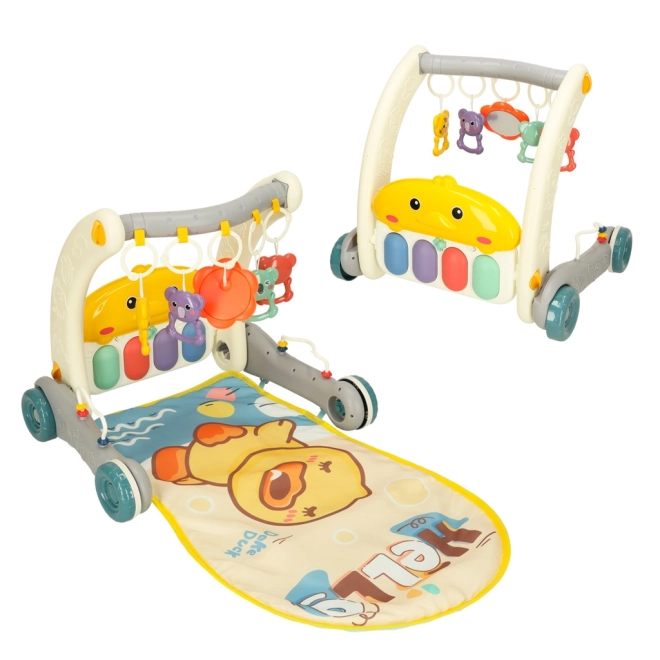 Bibi-inn 2-in-1 Lauflernwagen mit Spielmatte und Klavier, Grau – Grau