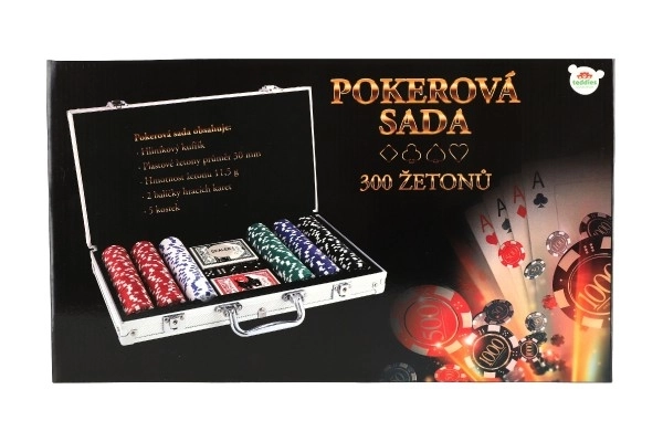 Poker Set im Aluminiumkoffer mit 300 Chips, Karten und Würfeln