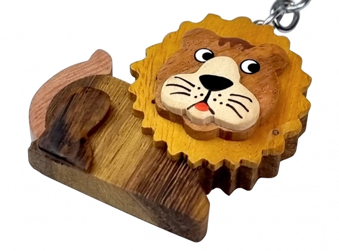 Holz Schlüsselanhänger Großer Liegender Löwe