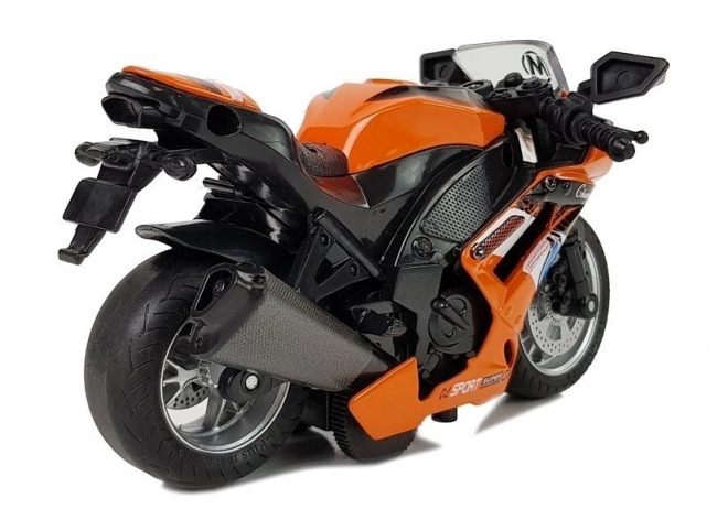 Friktionsbetriebenes Sound-Motorrad 1:14 Orange