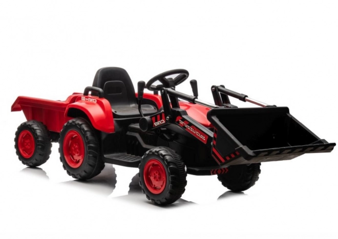 Kinderroter Traktor mit wiederaufladbarem Akku und Löffel