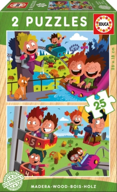Dřevěne puzzle - Im Freizeitpark 2x25 Teile