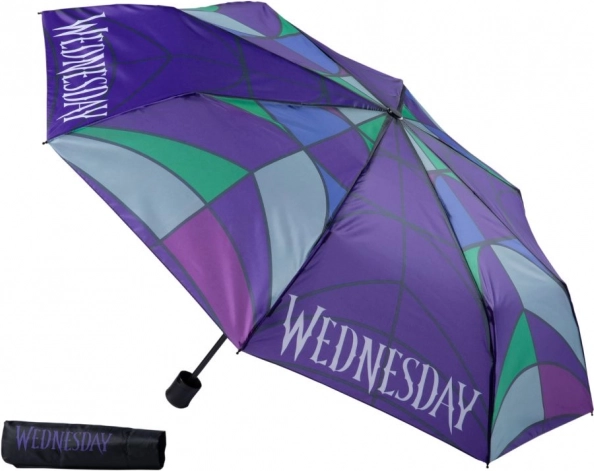 Faltbarer Regenschirm mit Wednesday-Motiv