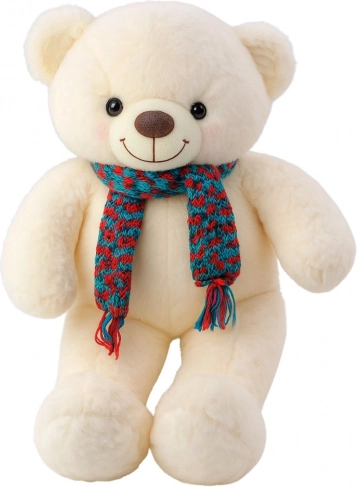 Plüschbär mit buntem Schal weiß 55 cm