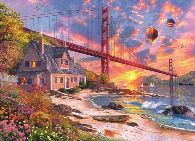 Holzpuzzle Sonnenuntergang über der Golden Gate – 1000 Teile