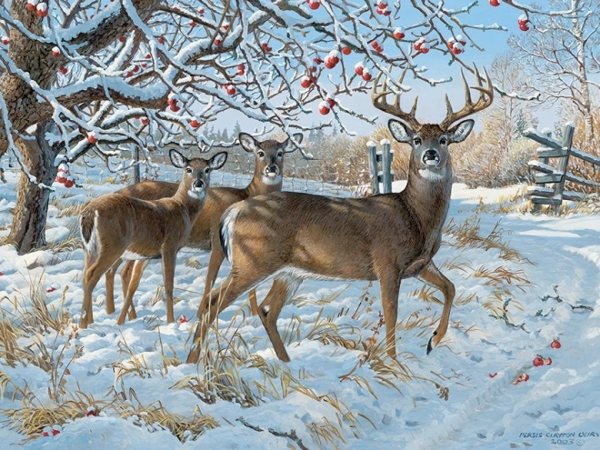 Puzzle Hirsche im Winter 500 Teile