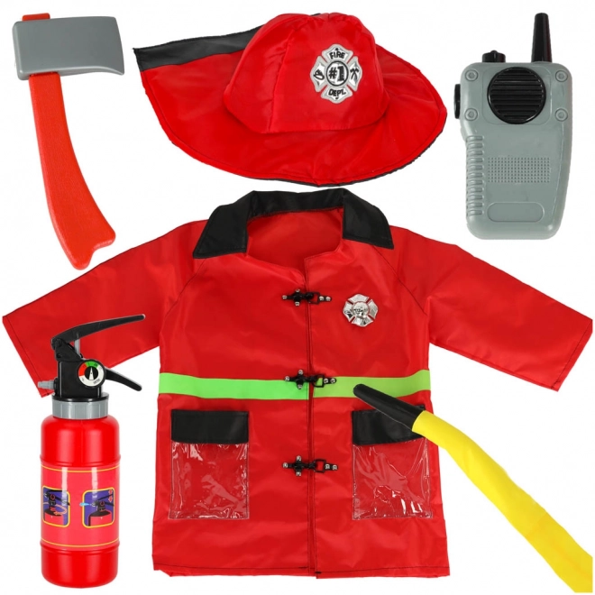 Kinder Feuerwehrkostüm mit Walkie-Talkie 3-8 Jahre