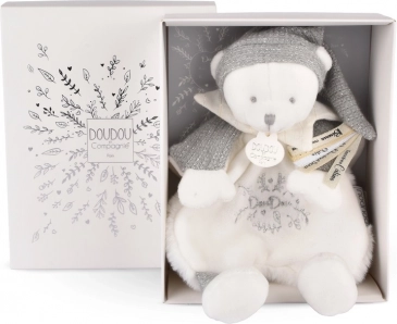 Doudou Geschenkset - Plüschbär mit Mütze 25 cm