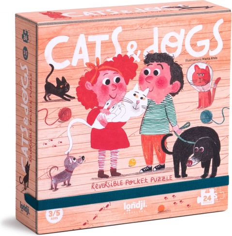 Doppelseitiges Puzzle Londji Katzen und Hunde