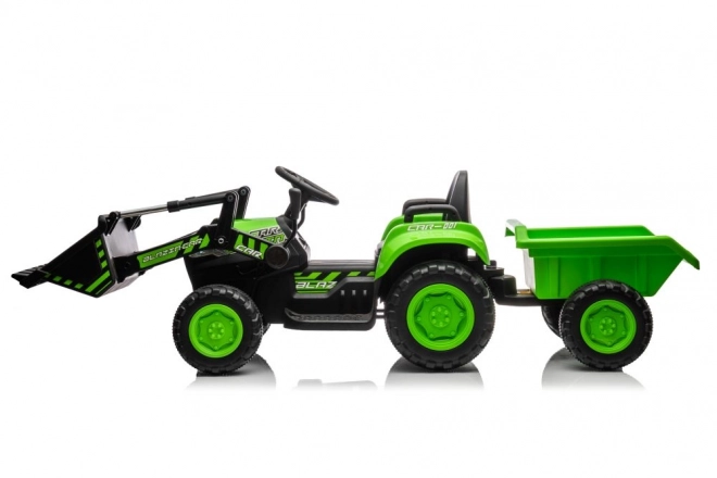 Elektrischer Kindertraktor mit funktionaler grüner Schaufel
