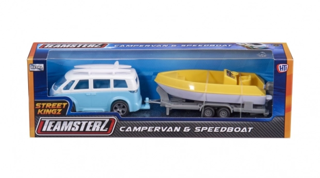 Teamsterz Wohnmobil mit Anhänger und Boot
