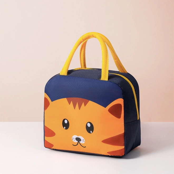 Thermoisolierte Snack-Tasche mit Katzenmotiv blau 23 cm