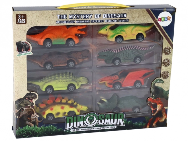 Set Bunte Dinosaurier-Autos 8-teilig