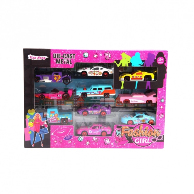 Spielzeugauto-Set für Mädchen in Pastellfarben