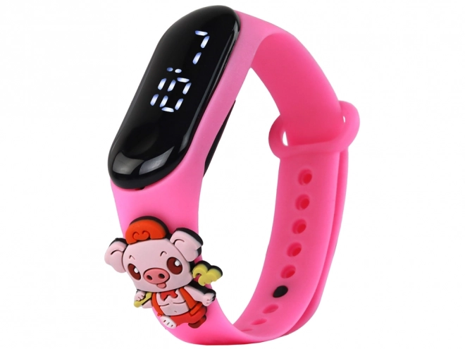 Touchscreen-Uhr Schweinchen Rosa mit verstellbarem Armband