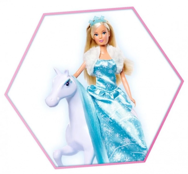 Steffi als Schnee-Prinzessin mit Pferd