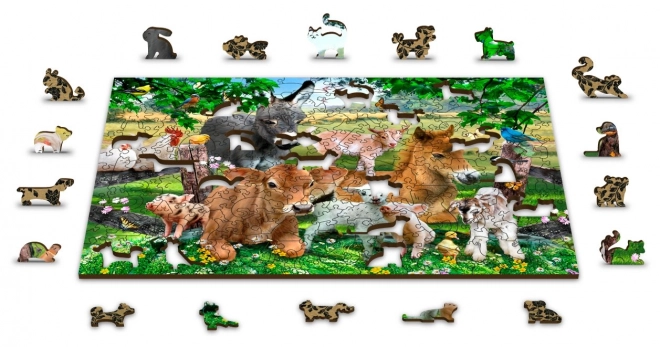Doppelseitiges Holzpuzzle Bauernhof Kindergarten 2-in-1