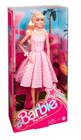 Filmische Barbie-Puppe Margot Robbie als Barbie im rosa Kleid