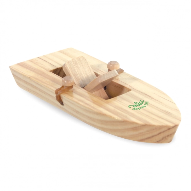 Holzboot mit Gummimotor