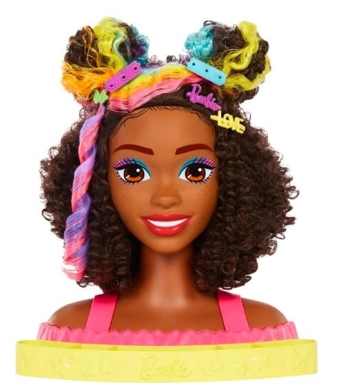 Barbie Styling Kopf Neon Regenbogen Locken