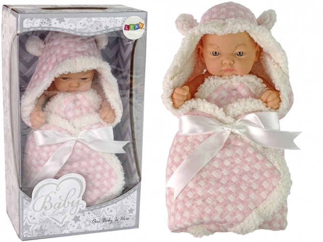 Süßes Baby Puppe Kuscheltuch Rosa Schleife