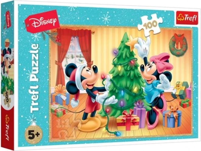 Puzzle Mickey und Minnie: Weihnachten 100 Teile