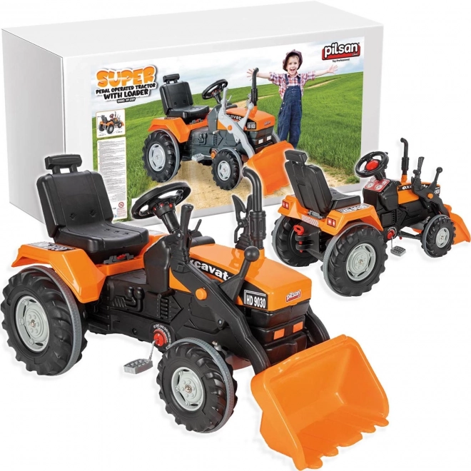 Pilsan Traktor mit Pedale und Schaufel XXL Orange