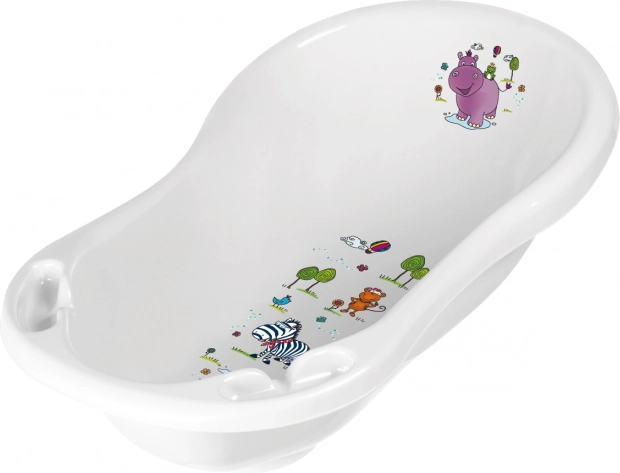 Babybadewanne 84 cm „Hippo“ mit Stöpsel, Weiß