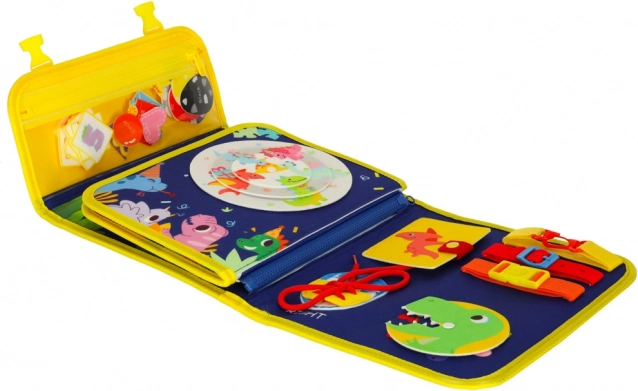Montessori-sensorische Aktivitätstafel mit Dinosaurier-Motiv Blau