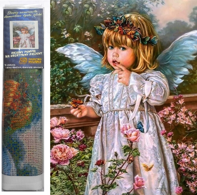 Diamantmalerei Engelchen mit Blumen 30x40 cm
