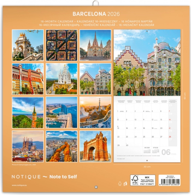 Wandkalender Barcelona 2026, 30 x 30 cm