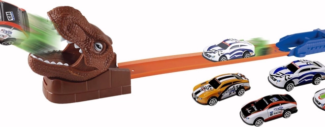 Dinosaurier-Autorennbahn mit 4 Autos