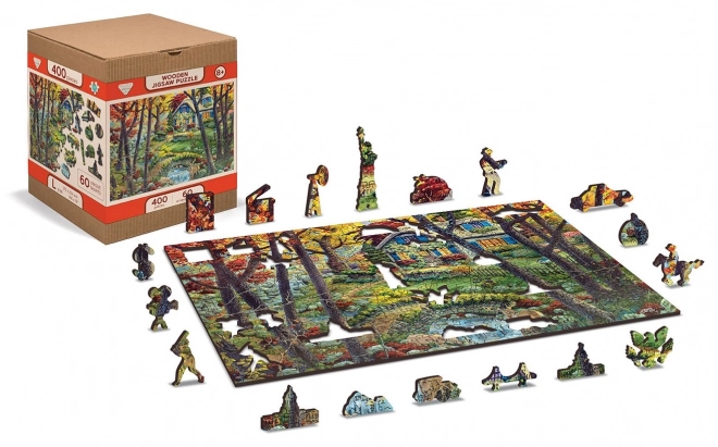 Holzpuzzle Waldhütte 2-in-1, 400 Teile