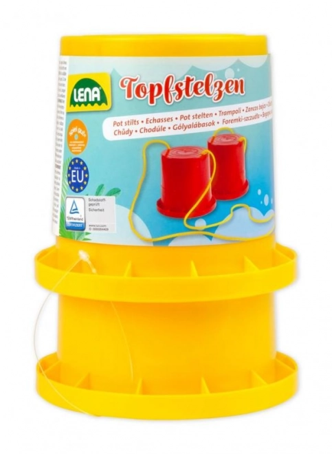 Bunte Plastikstelzen mit Schnur