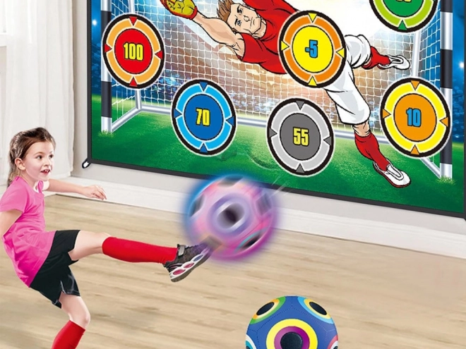 Set für Fußballspiel mit Zielscheibe und leuchtendem Ball