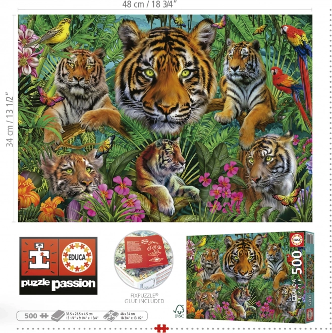 Educa Puzzle Tiger im Dschungel 500 Teile