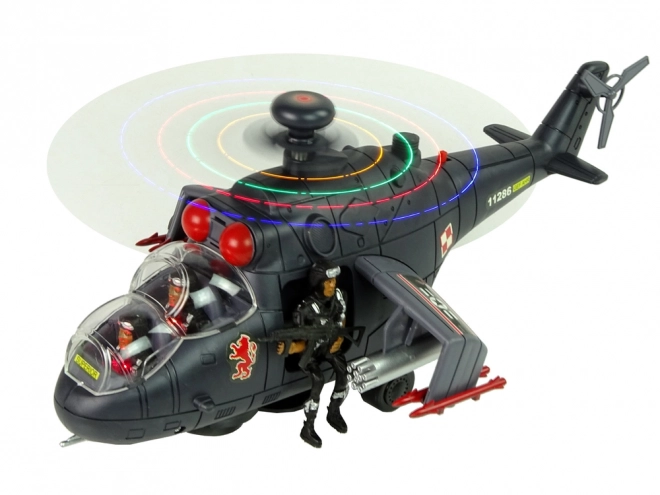 Hubschrauber mit riesigen Flügeln und Lichteffekten