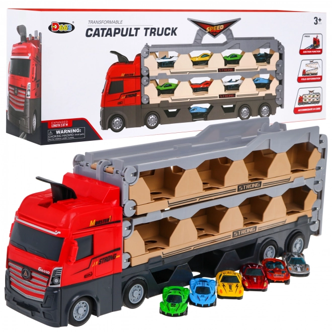 3-in-1 Truck mit Rampe und Spielzeugautos