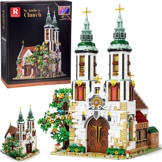 Leuchtendes Bauset der Kirche St. Andreas in Krakau – architektonisches Modell aus Bausteinen