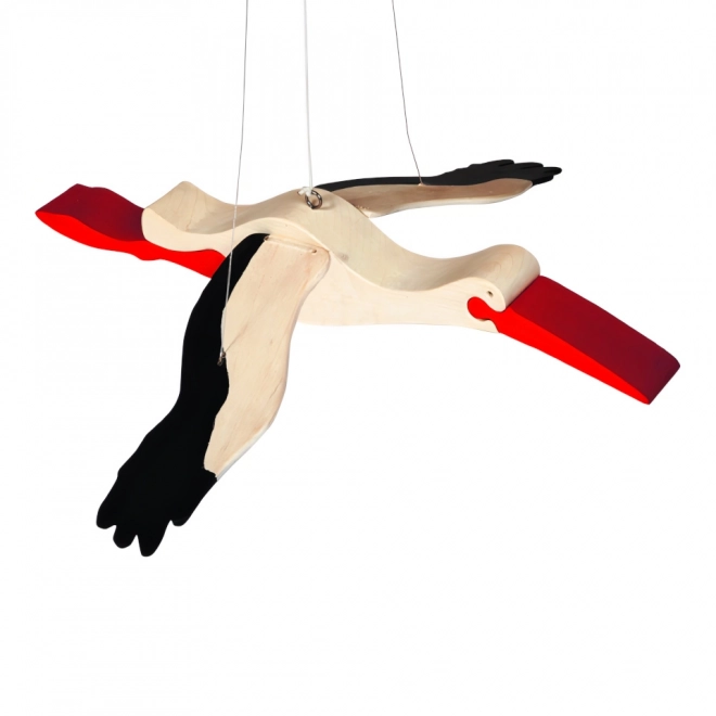 Deko Storch aus Holz auf Feder