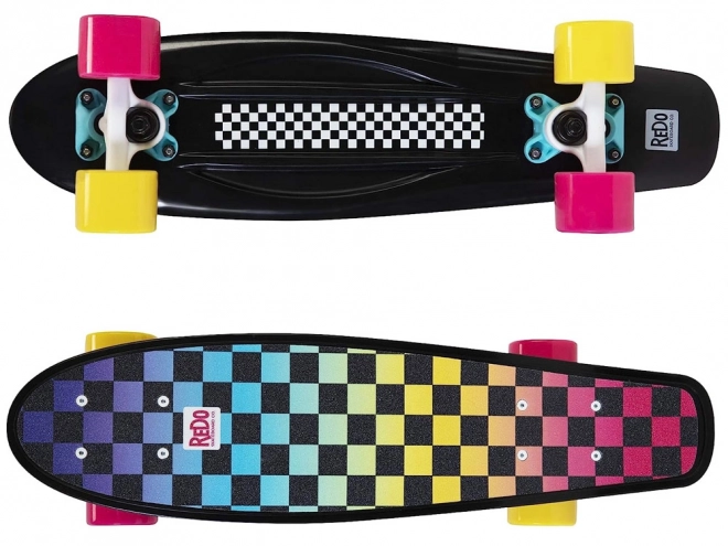 Retro Poly Cruiser Skateboard Buntes Schachbrett