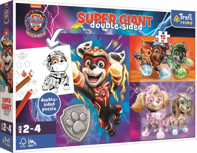 Oboustranniges Puzzle Paw Patrol: Großartiges Team Sehr Groß - 15 Teile