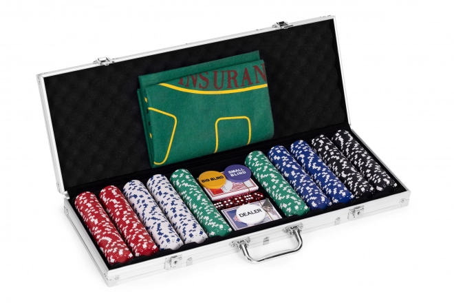 Pokerset mit 500 Chips und Blackjack-Spieltisch