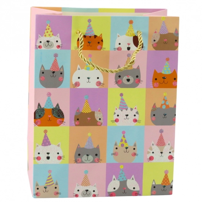 Geschenktasche mit Katzen, glitzernd