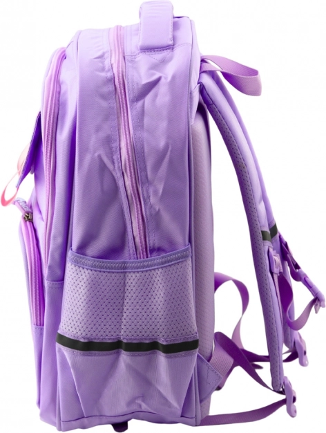 Lila Schulrucksack mit Katze und Brustgurt 20L