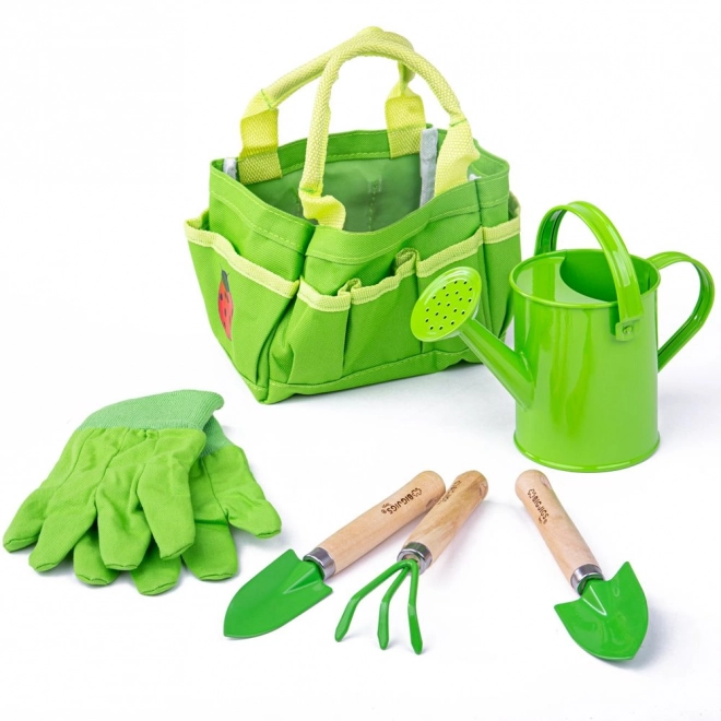 Bigjigs Toys Gartenset mit grüner Leinwandtasche