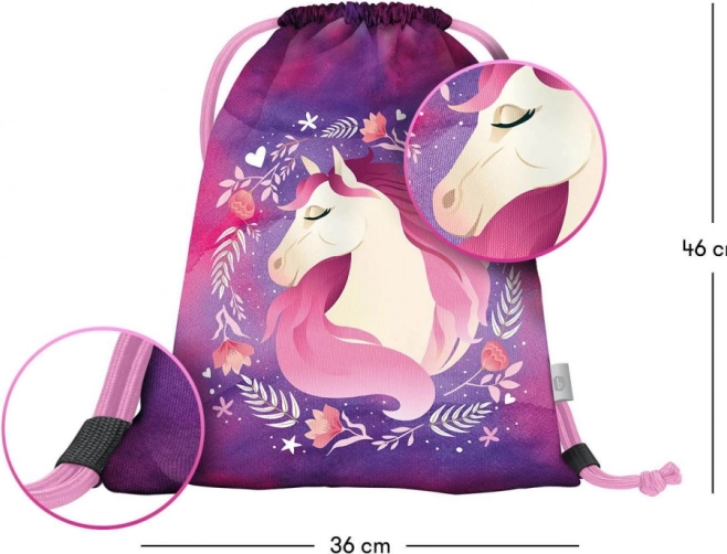 BAAGL Schulset Zippy Plus Pferd - Schulranzen, Federmäppchen, Beutel