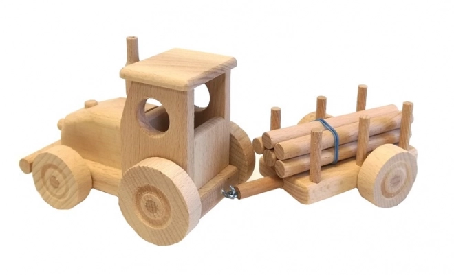 Holztraktor mit Anhänger