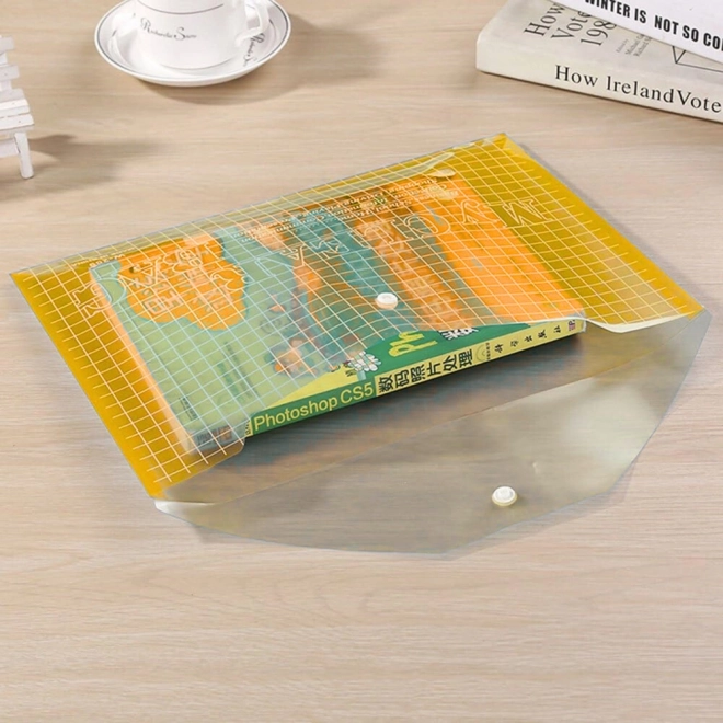 Transparente Dokumentenmappe A4 mit Verschluss - Gelb, 20 Stück